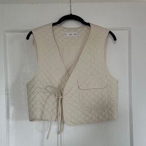 Mango Off-White Quilted Vest